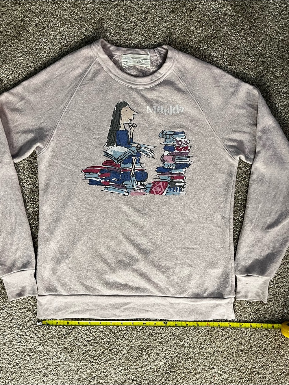 Light Pink Crewneck Sweater with Illustrated Matilda Book Graphic